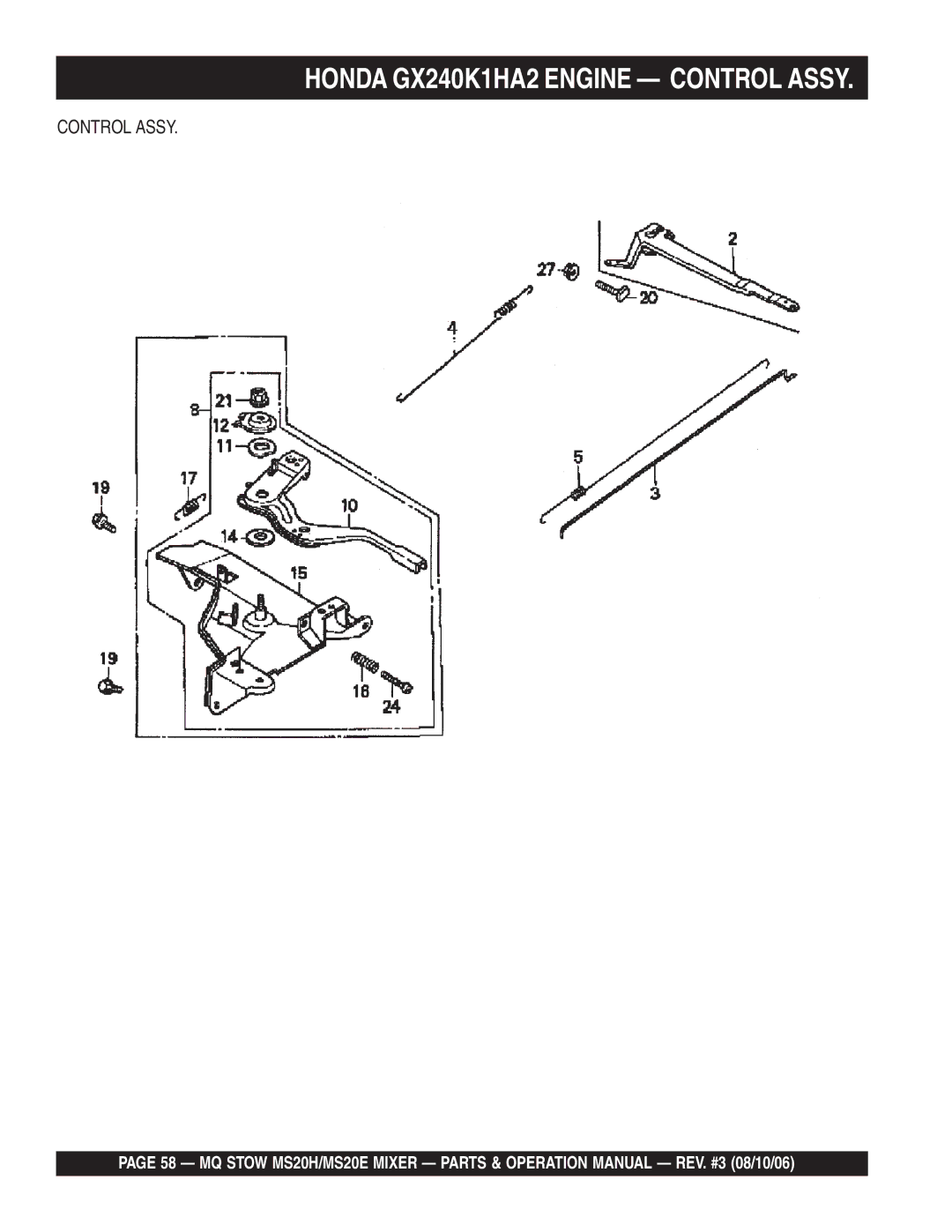 Stow MSD0H, MS20E operation manual Control Assy 