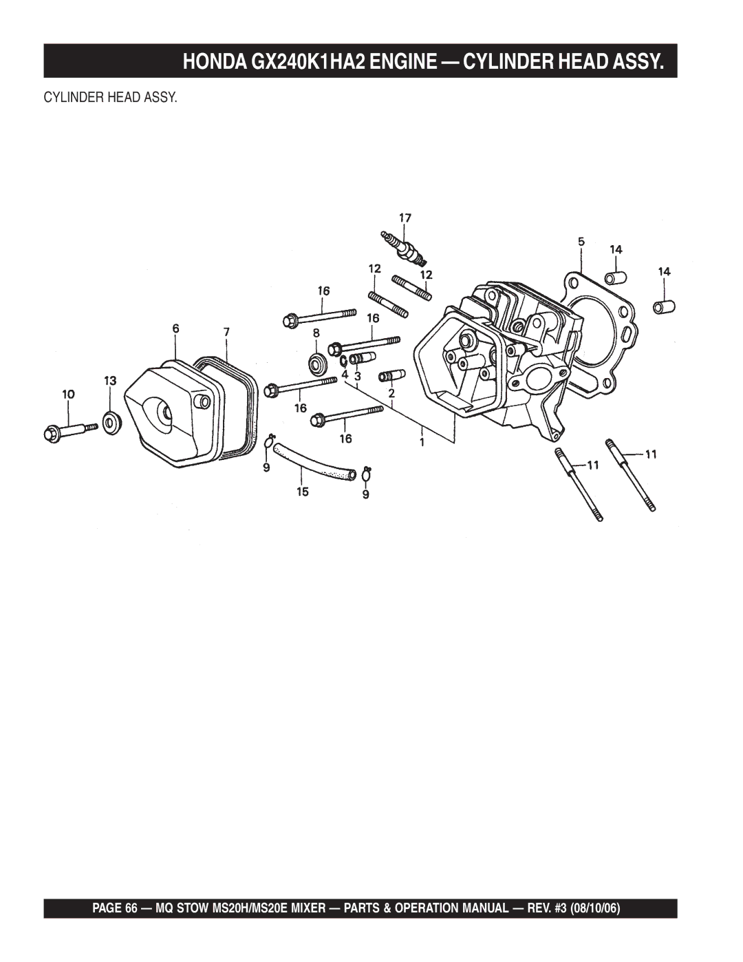 Stow MSD0H, MS20E operation manual Cylinder Head Assy 