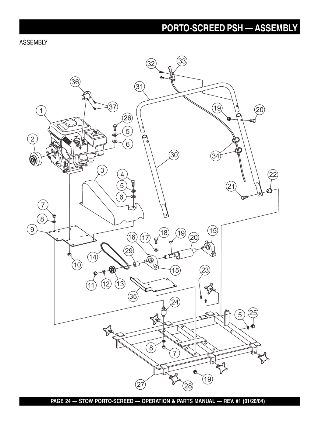 Stow manual PORTO-SCREED PSH Assembly 