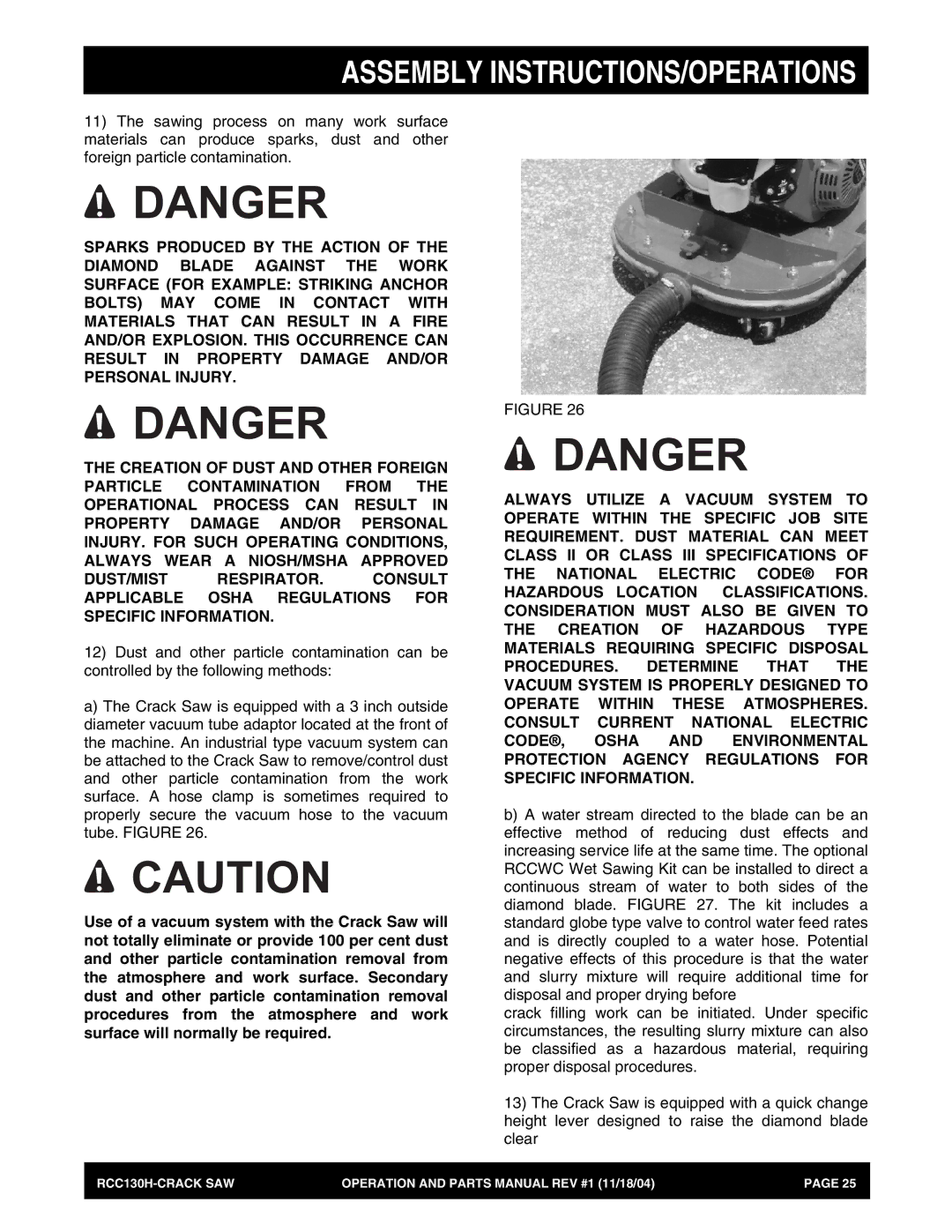 Stow RCC130H manual Assembly INSTRUCTIONS/OPERATIONS 