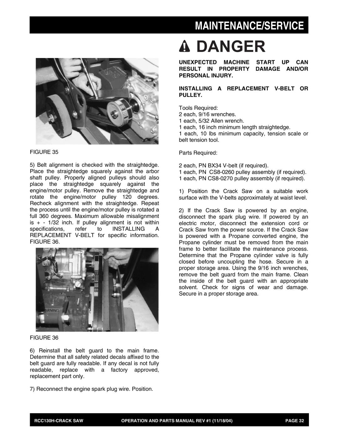 Stow RCC130H manual Maintenance/Service 