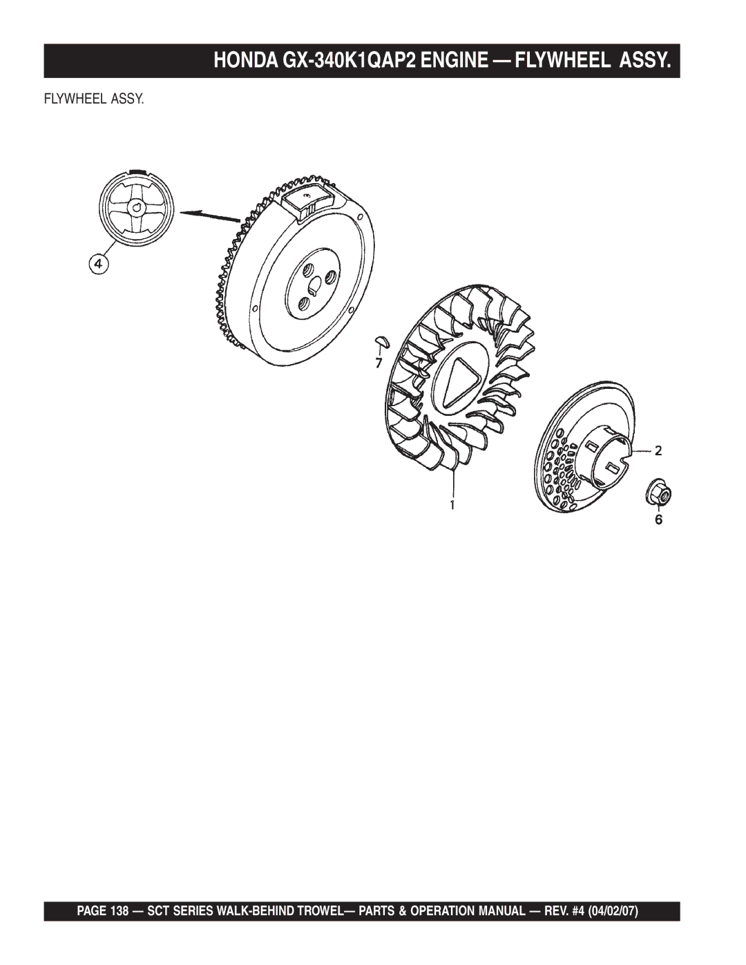 Stow SCT46, SCT36 operation manual Honda GX-340K1QAP2 Engine Flywheel Assy 