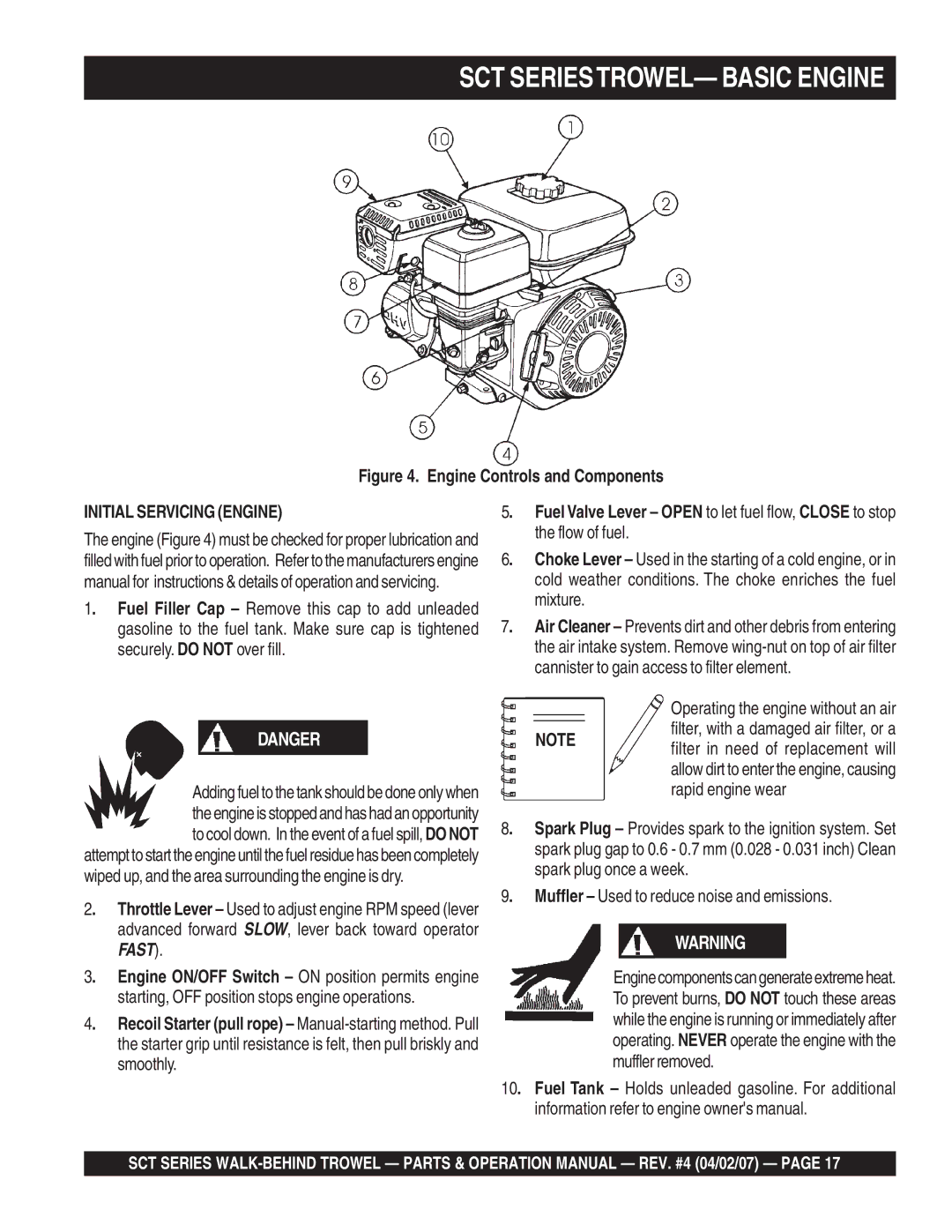 Stow SCT36, SCT46 operation manual SCT SERIESTROWEL- Basic Engine 