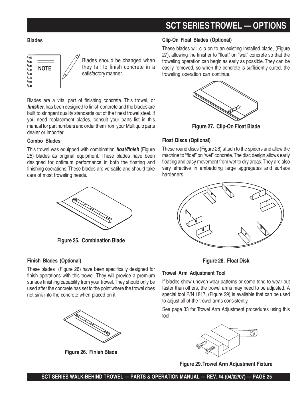 Stow SCT36, SCT46 operation manual Combo Blades, Clip-On Float Blades Optional 