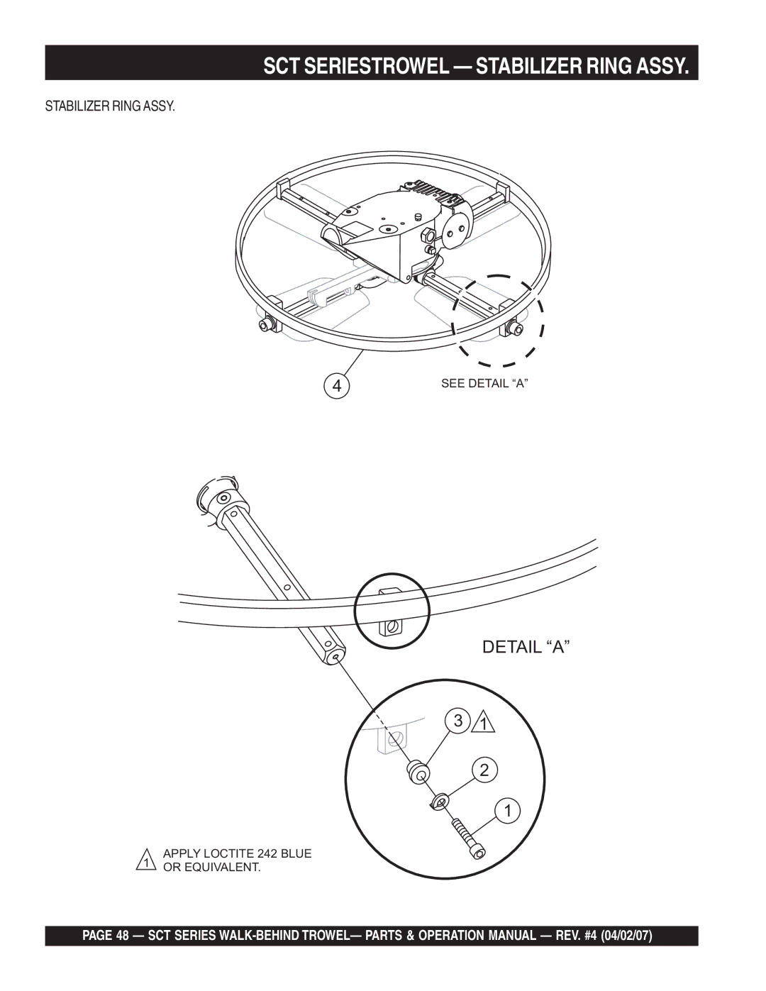 Stow SCT46, SCT36 operation manual SCT Seriestrowel Stabilizer Ring Assy 