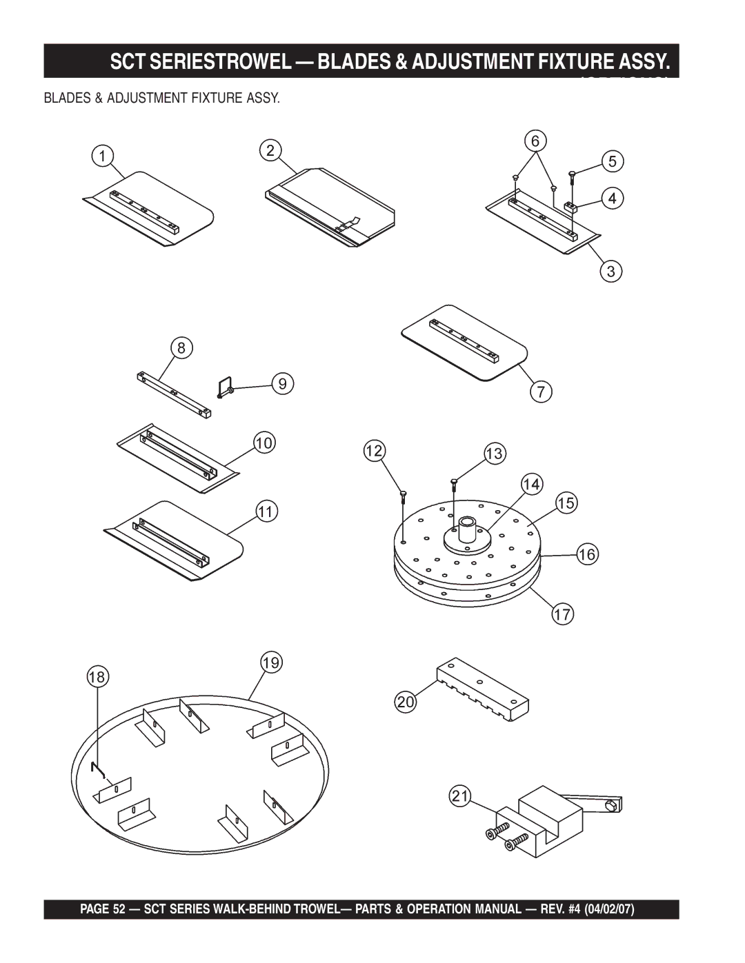 Stow SCT46, SCT36 operation manual Blades & Adjustment Fixture Assy 