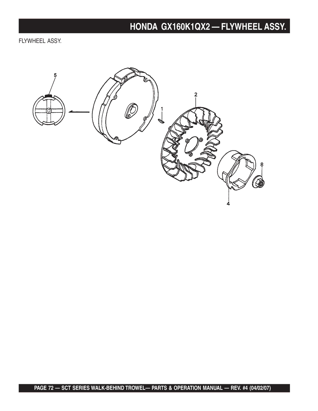 Stow SCT46, SCT36 operation manual Honda GX160K1QX2 Flywheel Assy 