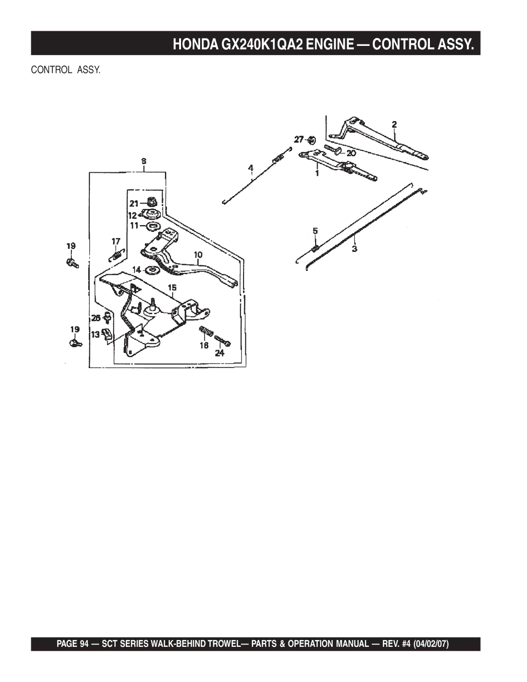 Stow SCT46, SCT36 operation manual Honda GX240K1QA2 Engine Control Assy 