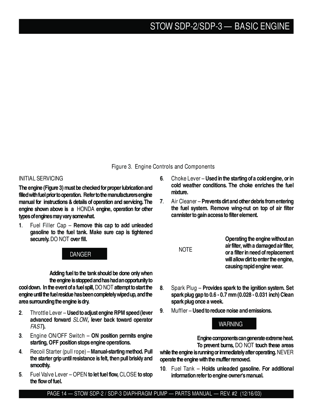 Stow manual Stow SDP-2/SDP-3 Basic Engine 