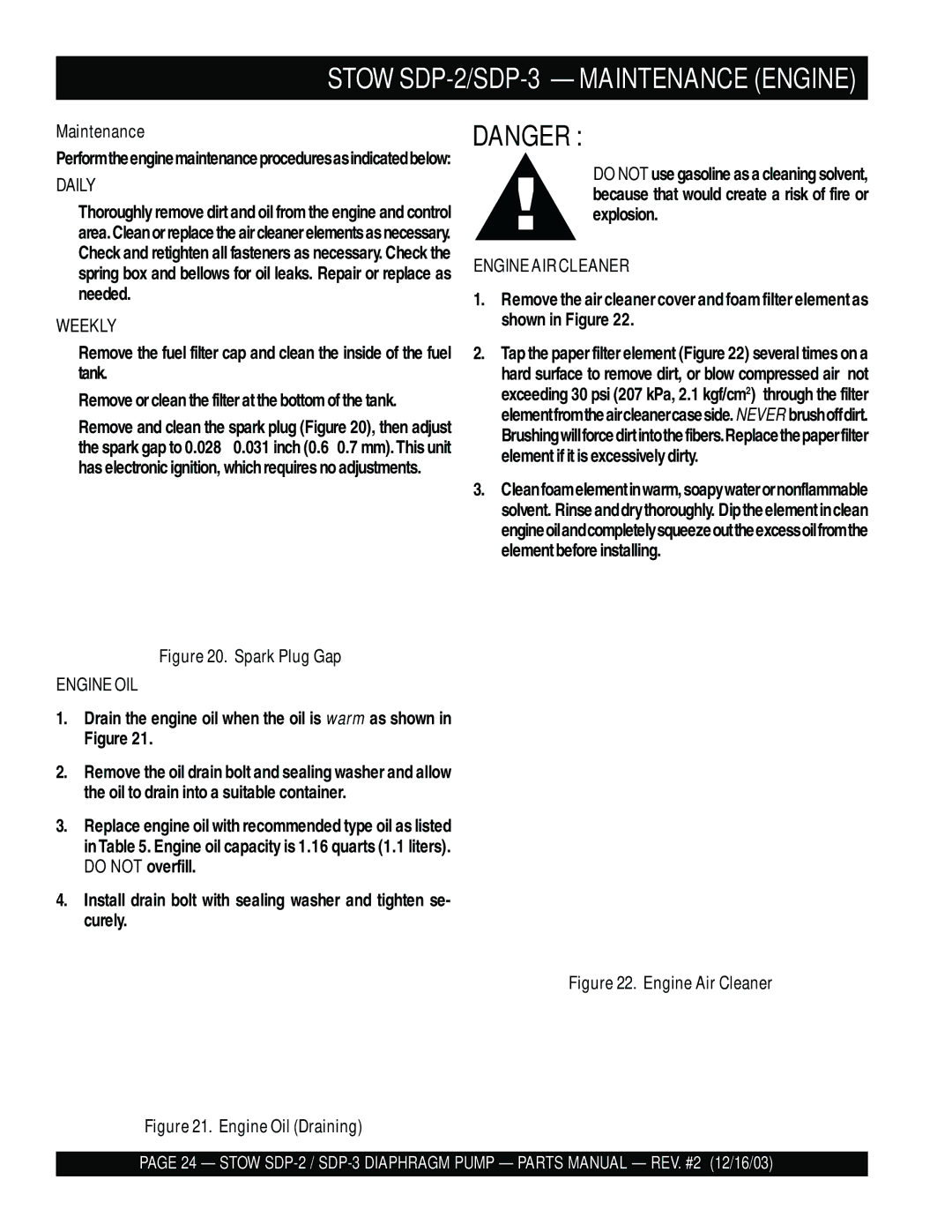 Stow manual Stow SDP-2/SDP-3 Maintenance Engine 