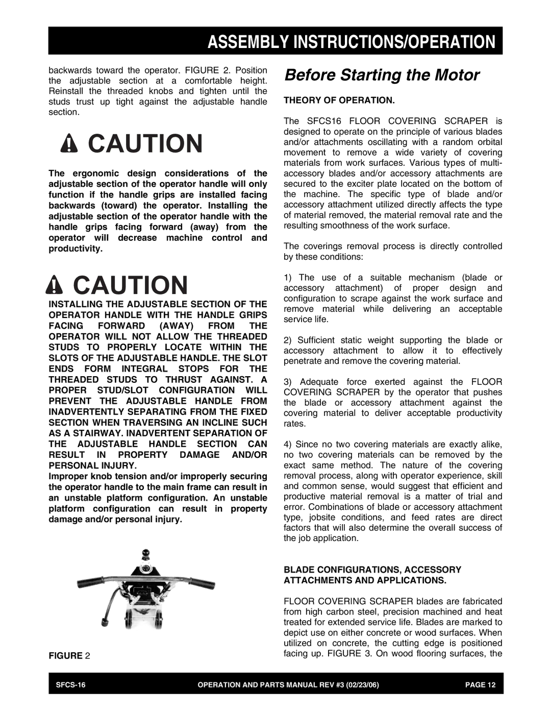 Stow SFCS-16 manual Before Starting the Motor, Theory of Operation 