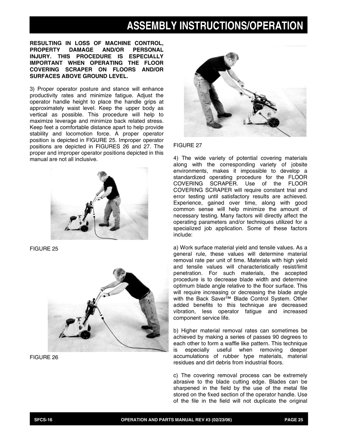 Stow SFCS-16 manual Assembly INSTRUCTIONS/OPERATION 