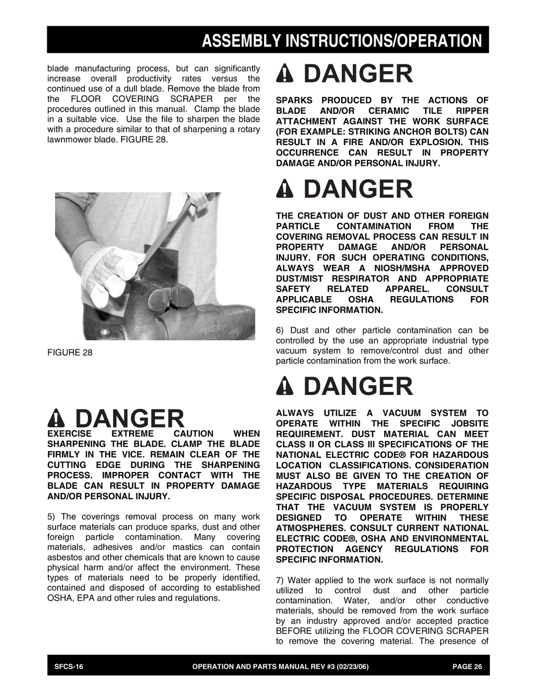 Stow SFCS-16 manual Assembly INSTRUCTIONS/OPERATION 