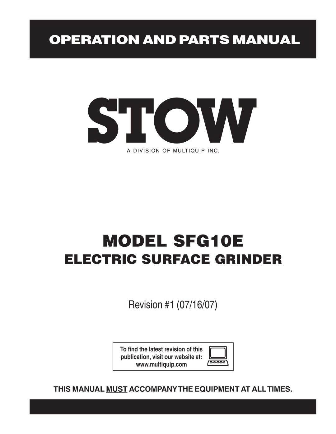 Stow manual Model SFG10E 