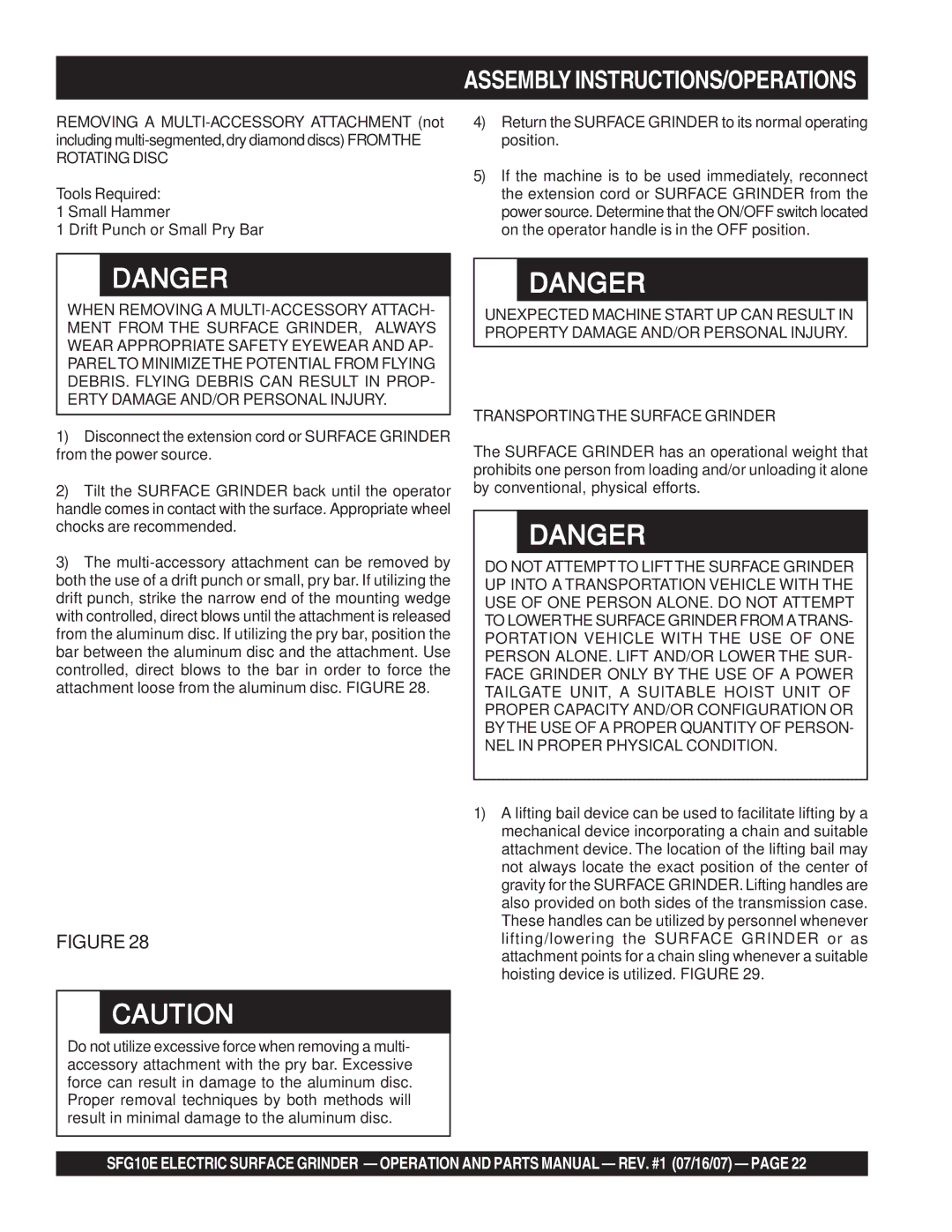 Stow SFG10E manual Assembly INSTRUCTIONS/OPERATIONS 