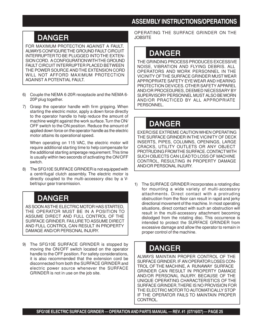 Stow SFG10E manual Assembly INSTRUCTIONS/OPERATIONS 