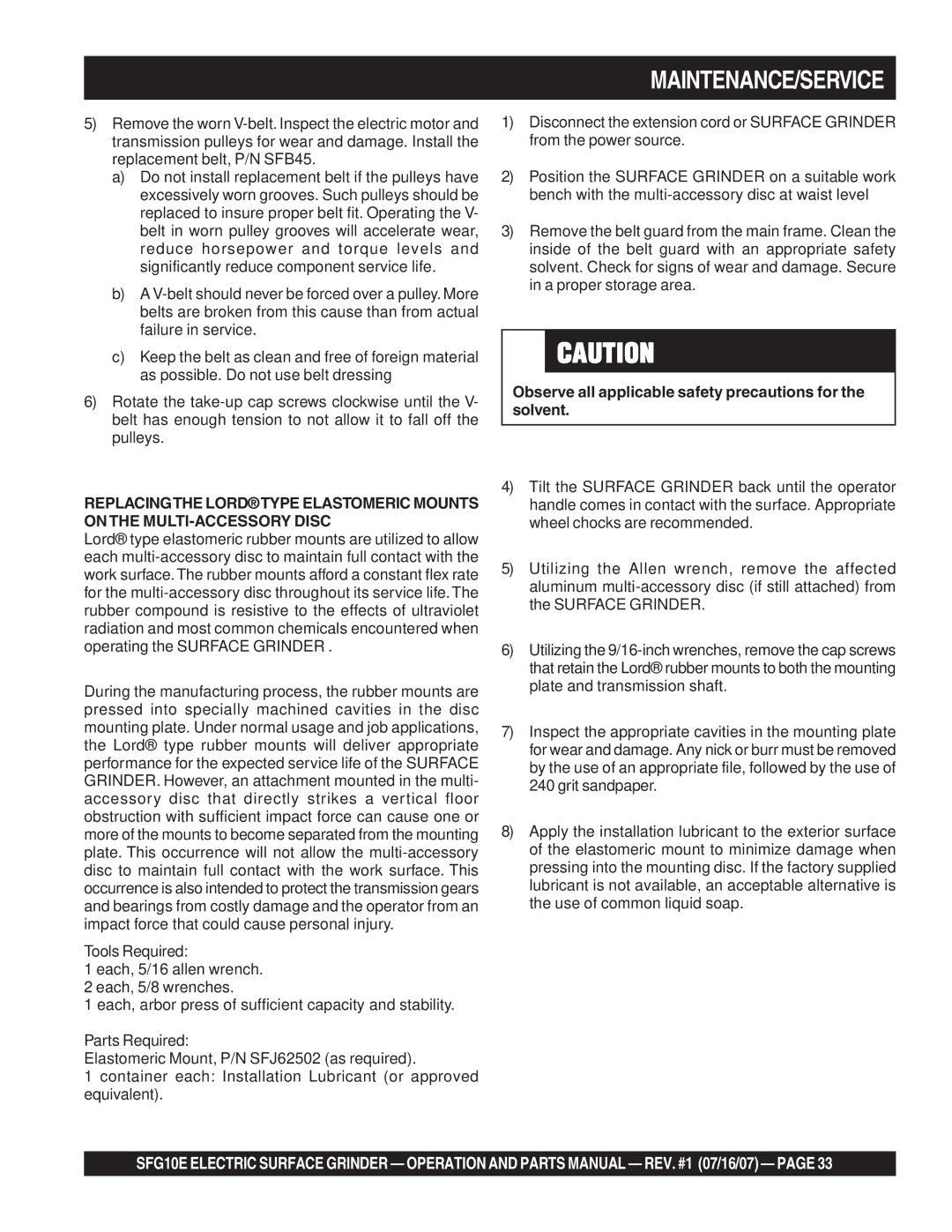 Stow SFG10E manual Maintenance/Service 