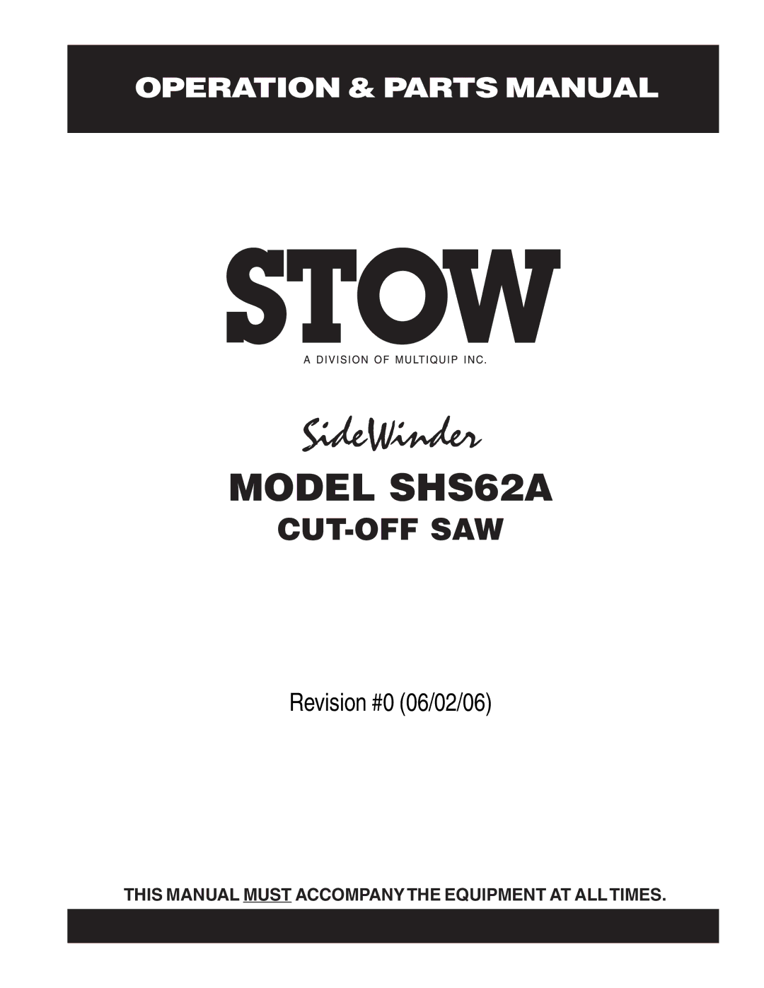 Stow SHS62A manual SideWinder 