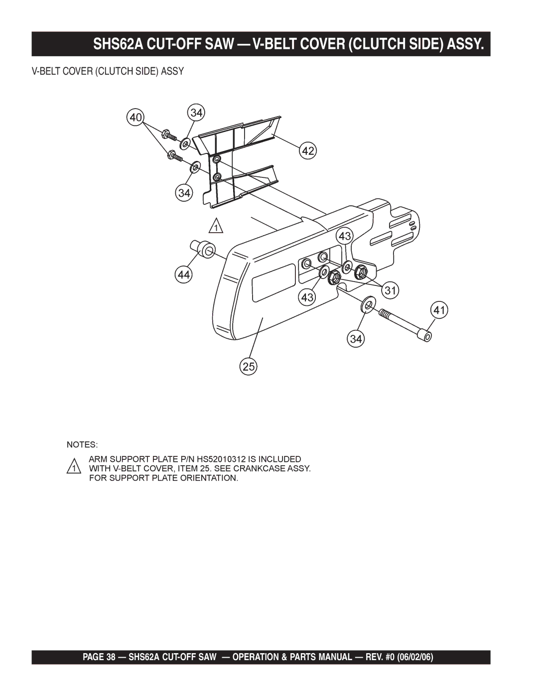 Stow manual SHS62A CUT-OFF SAW V-BELT Cover Clutch Side Assy 