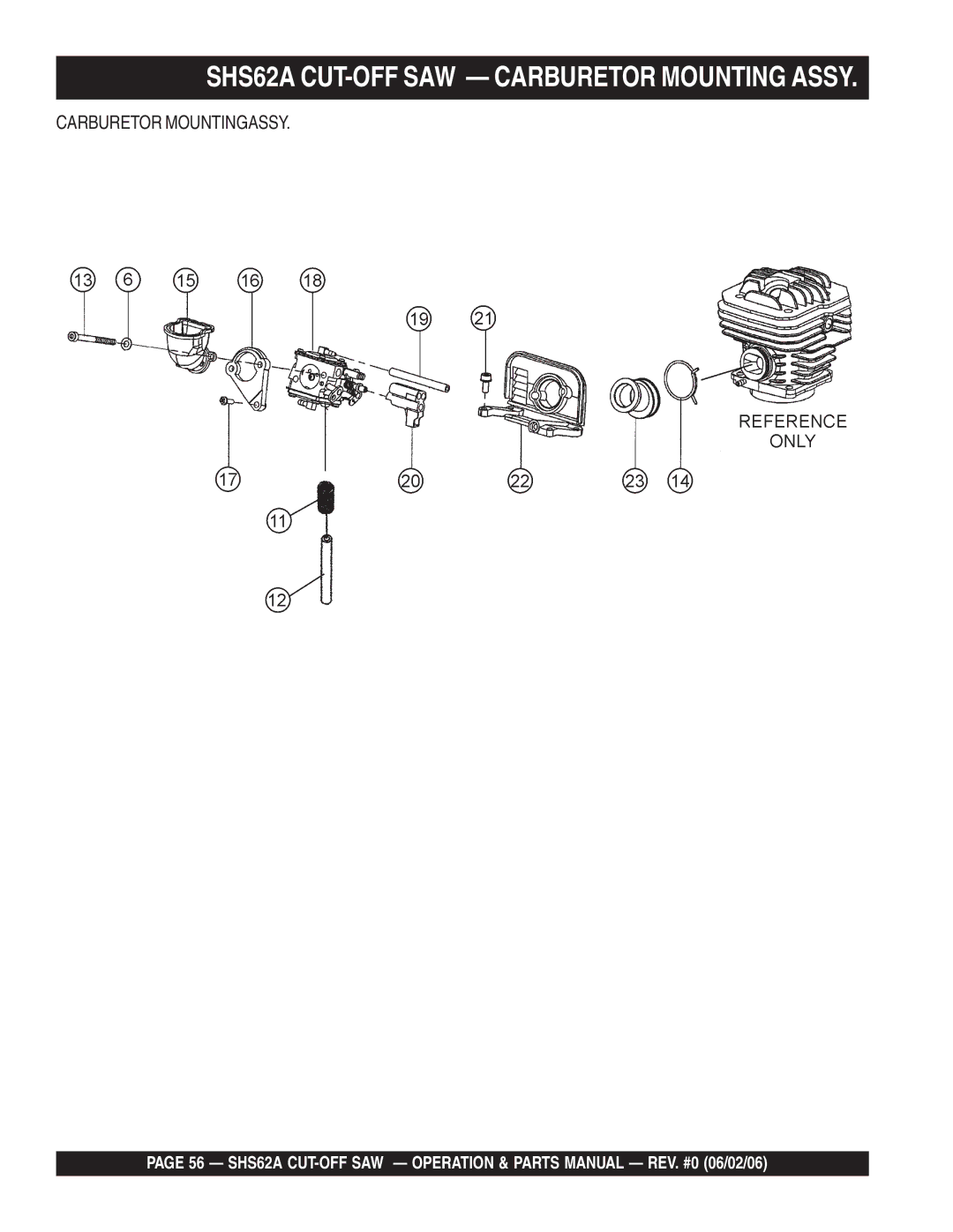 Stow manual SHS62A CUT-OFF SAW Carburetor Mounting Assy 