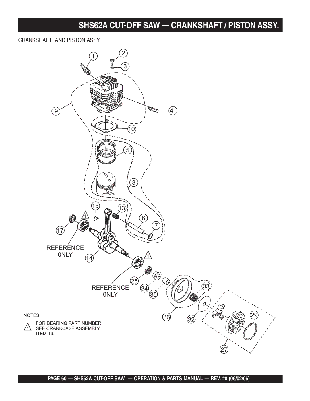 Stow manual SHS62A CUT-OFF SAW Crankshaft / Piston Assy 