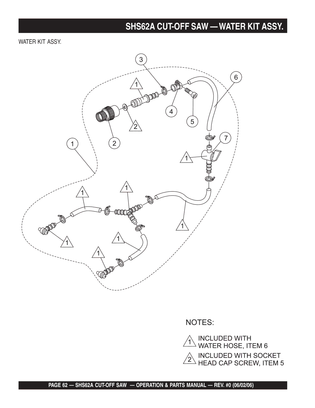 Stow manual SHS62A CUT-OFF SAW Water KIT Assy 