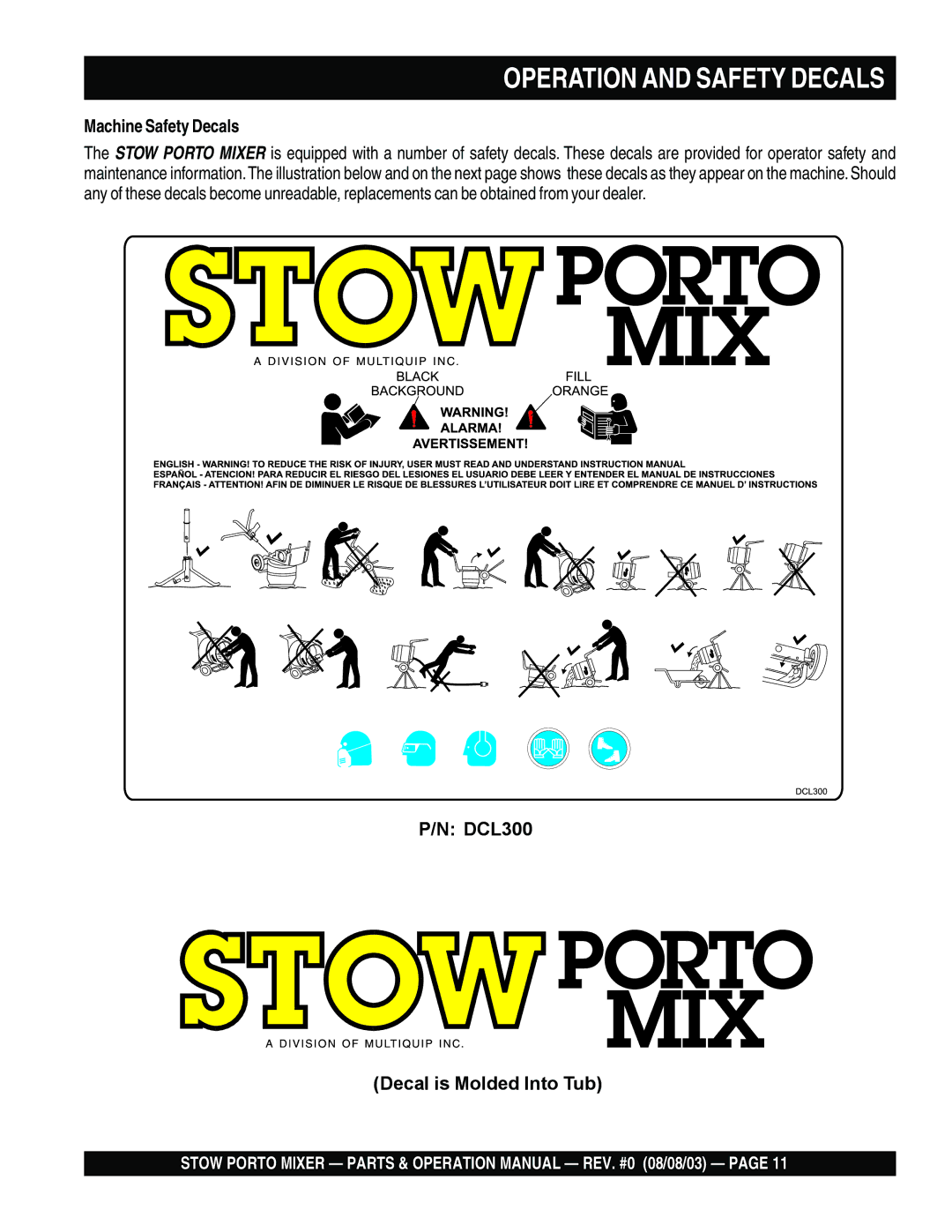 Stow SMC3PB, SMC3PE operation manual Operation and Safety Decals, Machine Safety Decals 