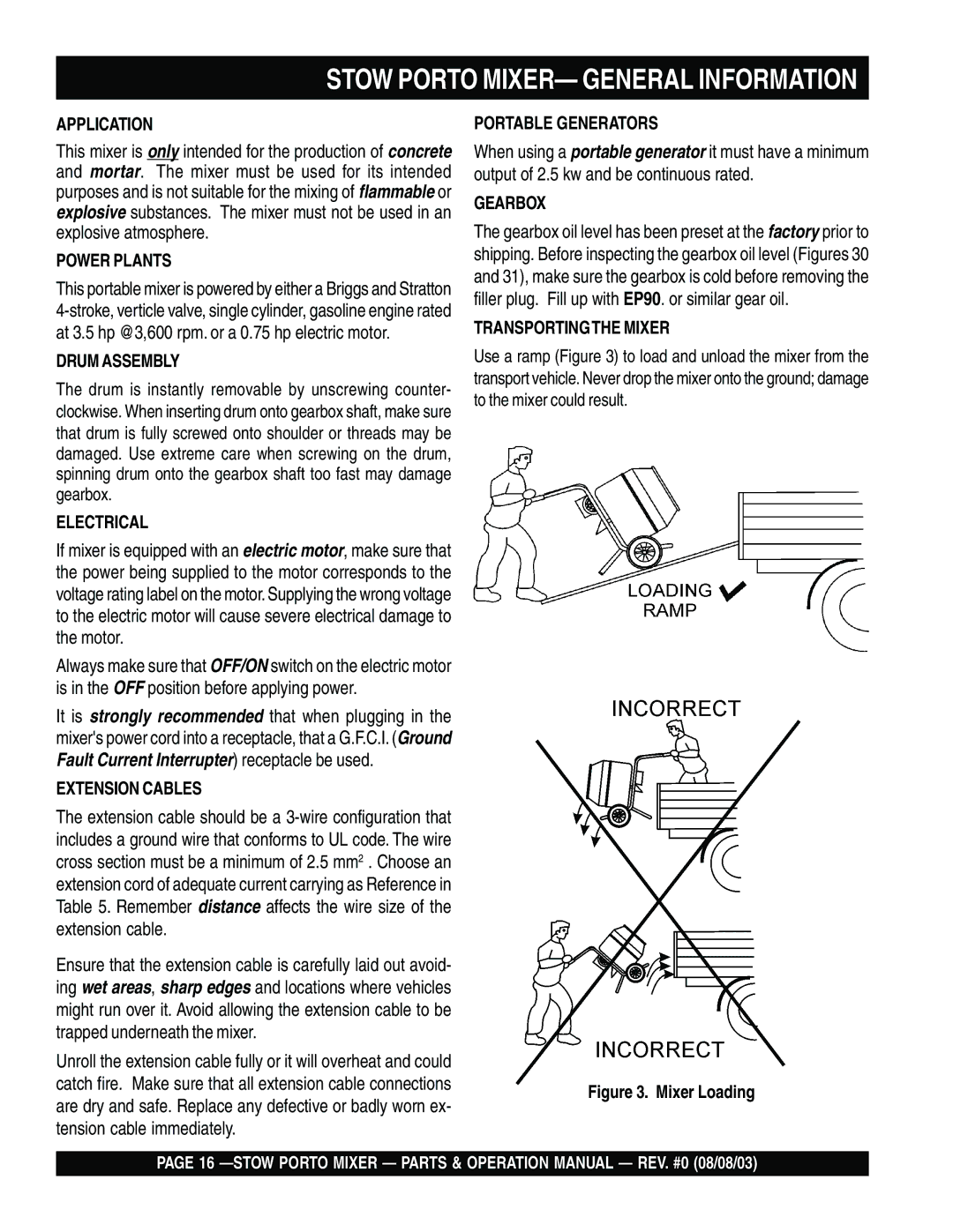 Stow SMC3PE, SMC3PB operation manual Stow Porto MIXER- General Information, Mixer Loading 