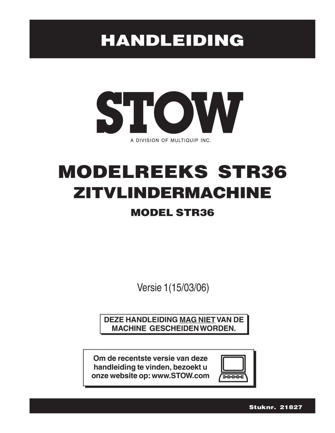 Stow manual Modelreeks STR36 