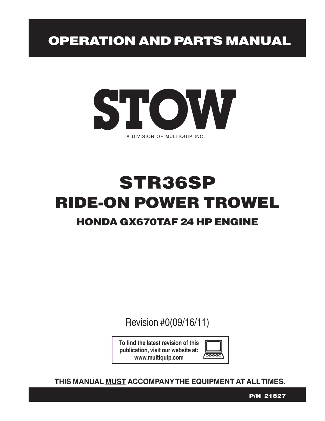 Stow STR36SP manual 