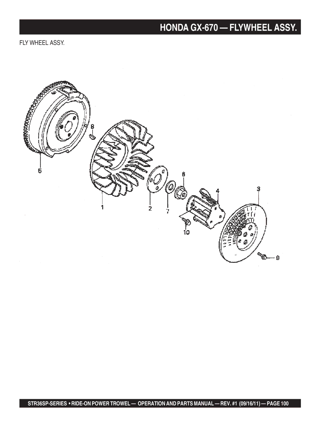 Stow STR36SP manual Honda GX-670 Flywheel Assy, FLY Wheel Assy 