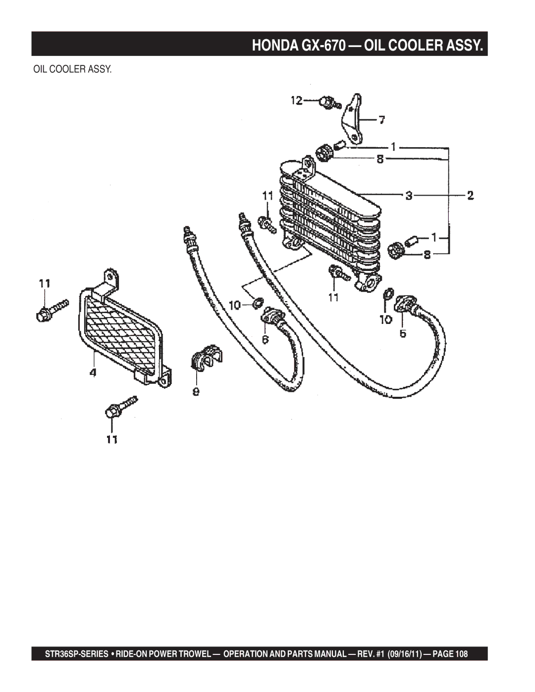 Stow STR36SP manual Honda GX-670 OIL Cooler Assy 