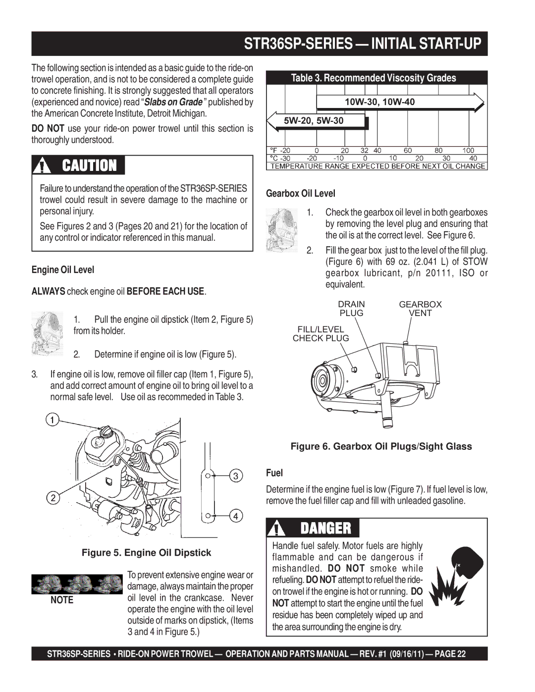 Stow STR36SP manual Engine Oil Level Always check engine oil Before Each USE, Gearbox Oil Level 