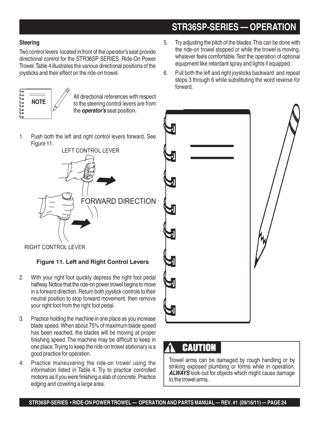 Stow manual STR36SP-SERIES Operation, Steering 