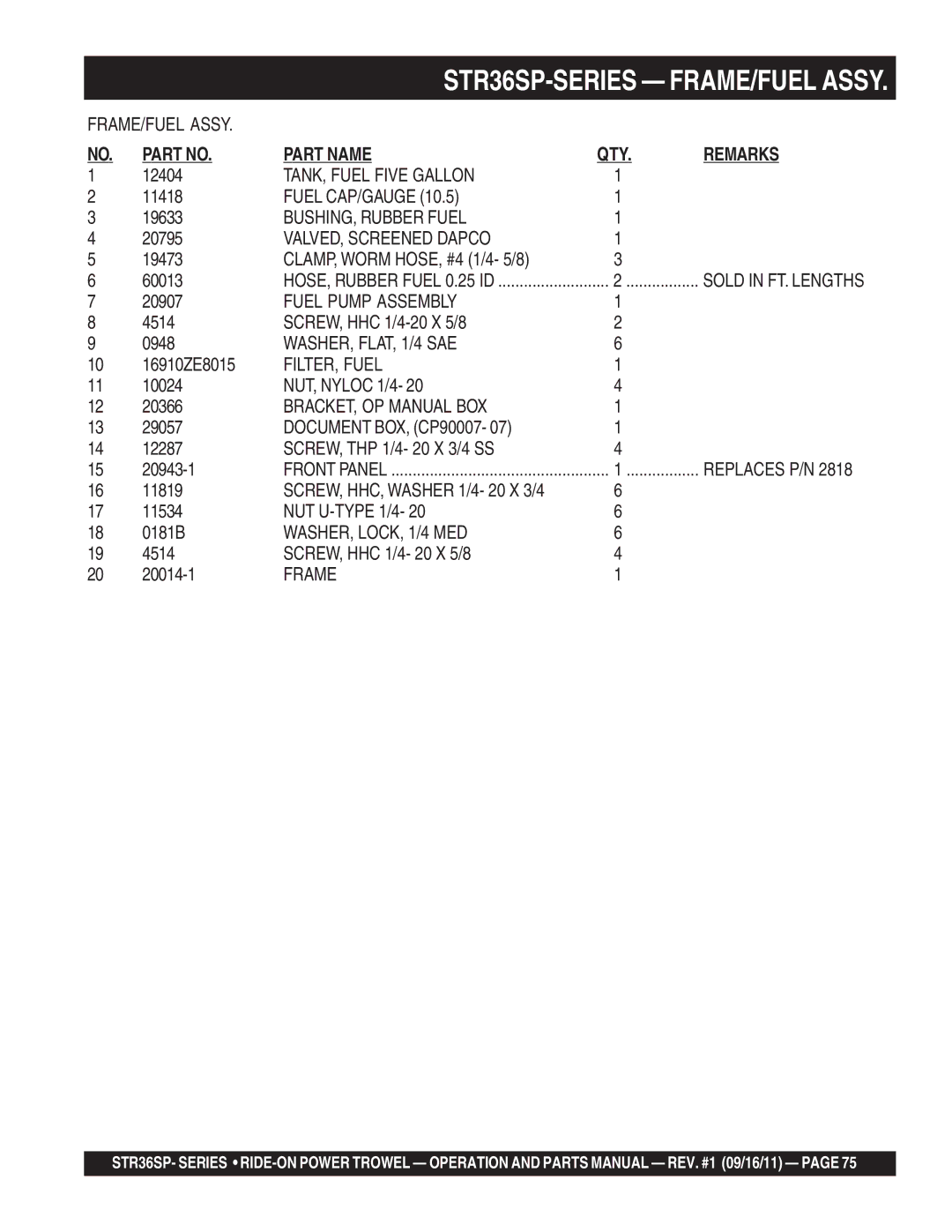 Stow STR36SP TANK, Fuel Five Gallon, Fuel CAP/GAUGE, BUSHING, Rubber Fuel, VALVED, Screened Dapco, Fuel Pump Assembly 