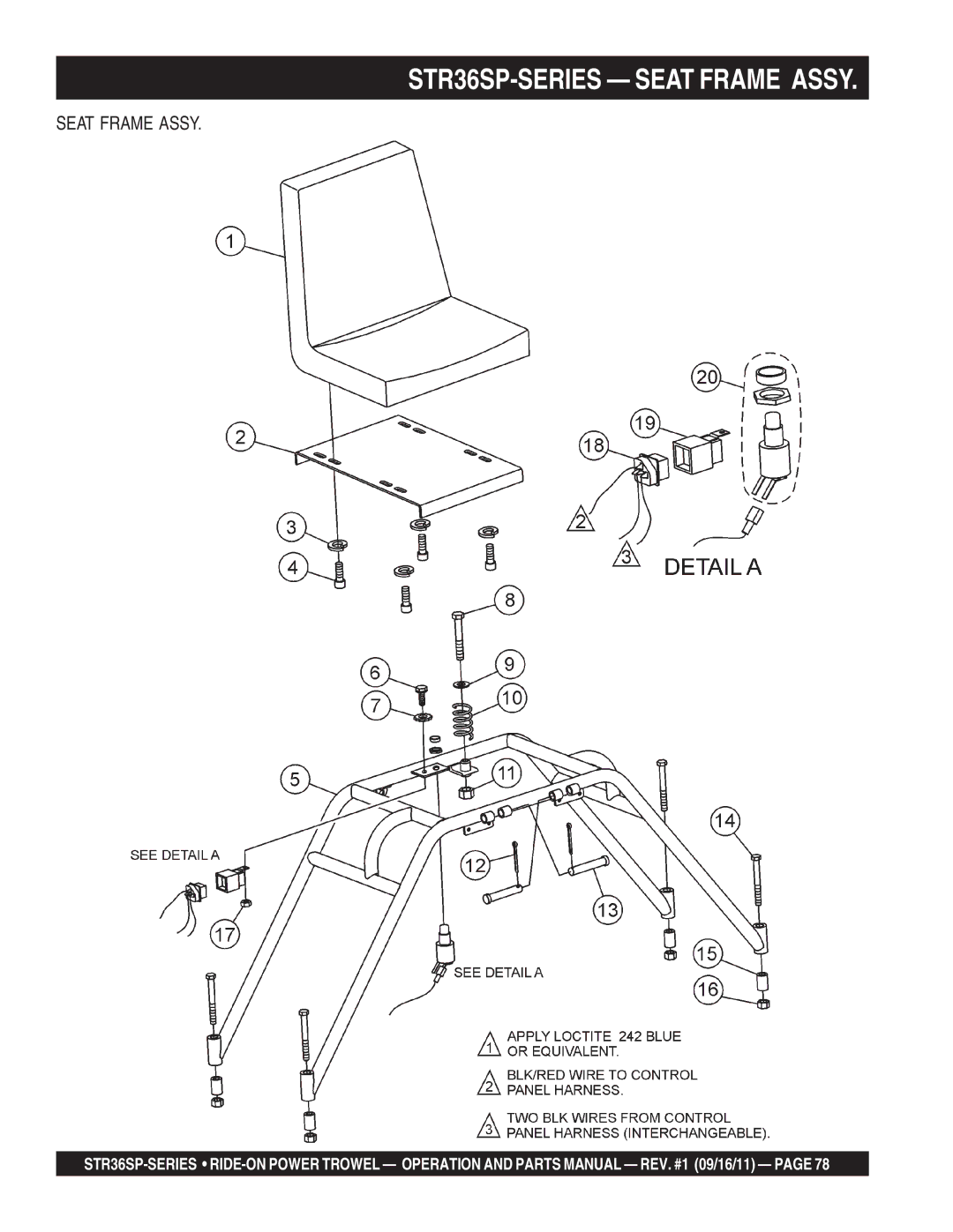 Stow manual STR36SP-SERIES Seat Frame Assy 