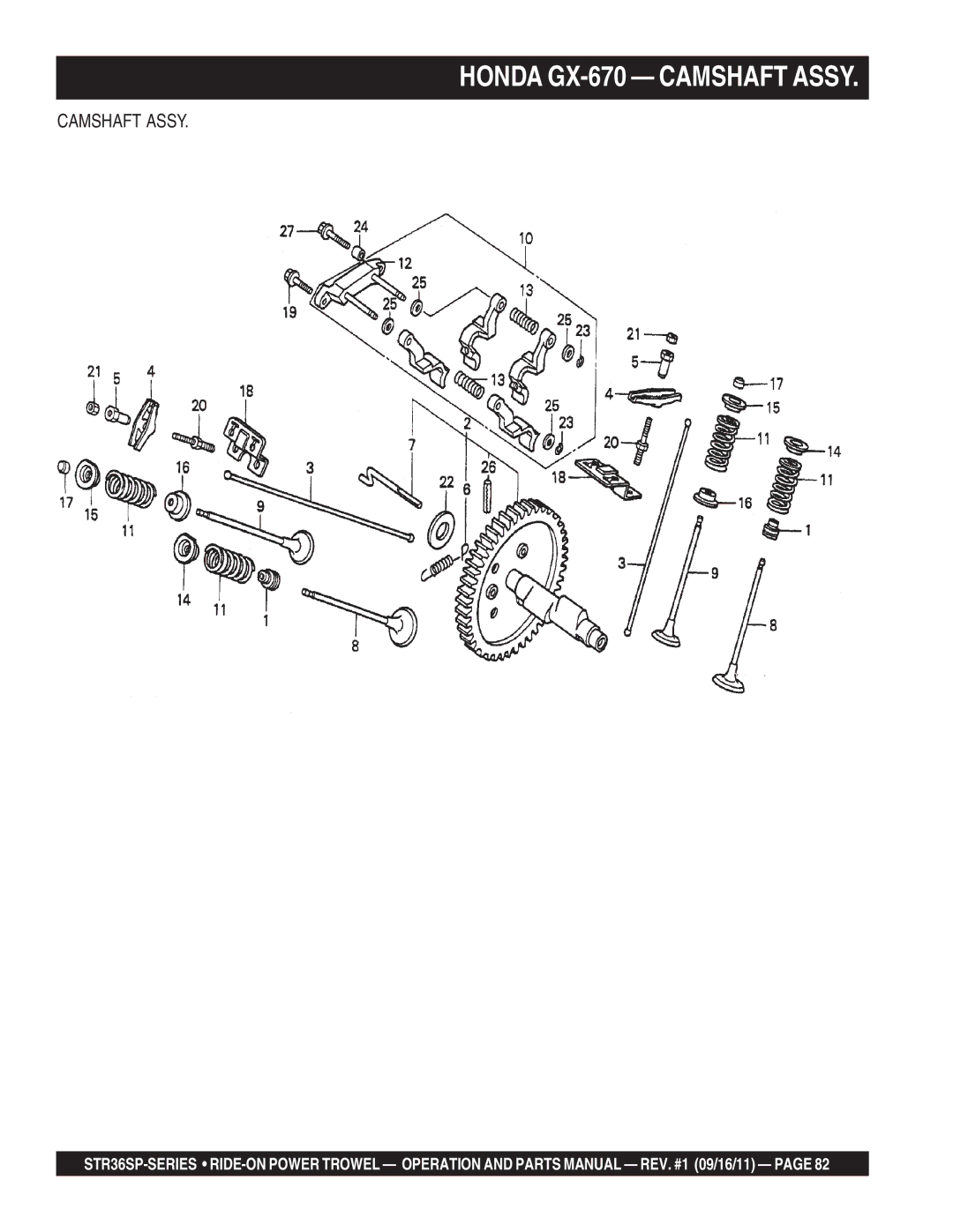 Stow STR36SP manual Honda GX-670 Camshaft Assy 