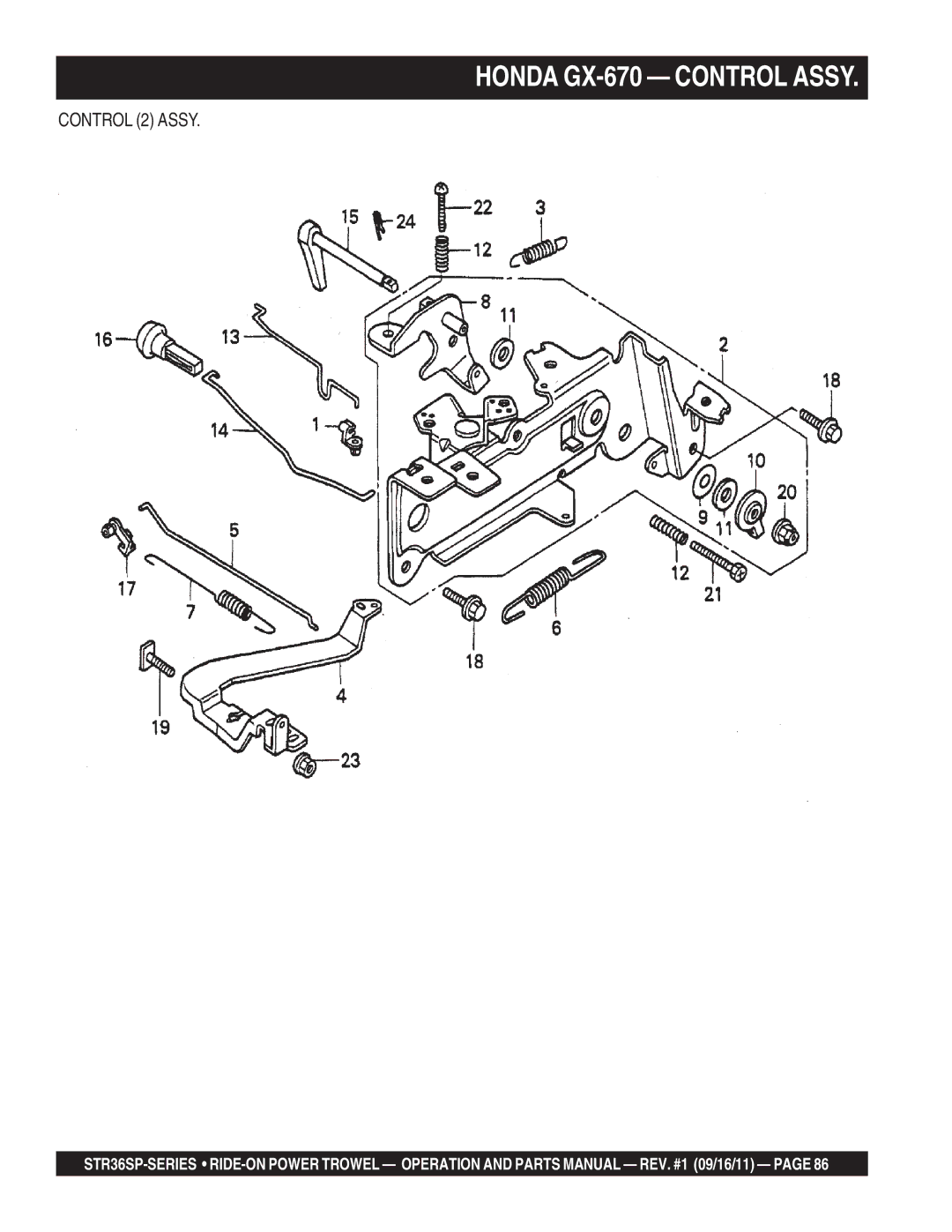 Stow STR36SP manual Honda GX-670 Control Assy, Control 2 Assy 