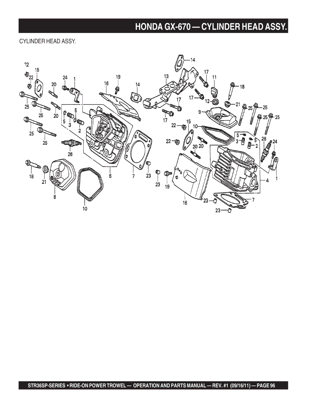 Stow STR36SP manual Honda GX-670 Cylinder Head Assy 