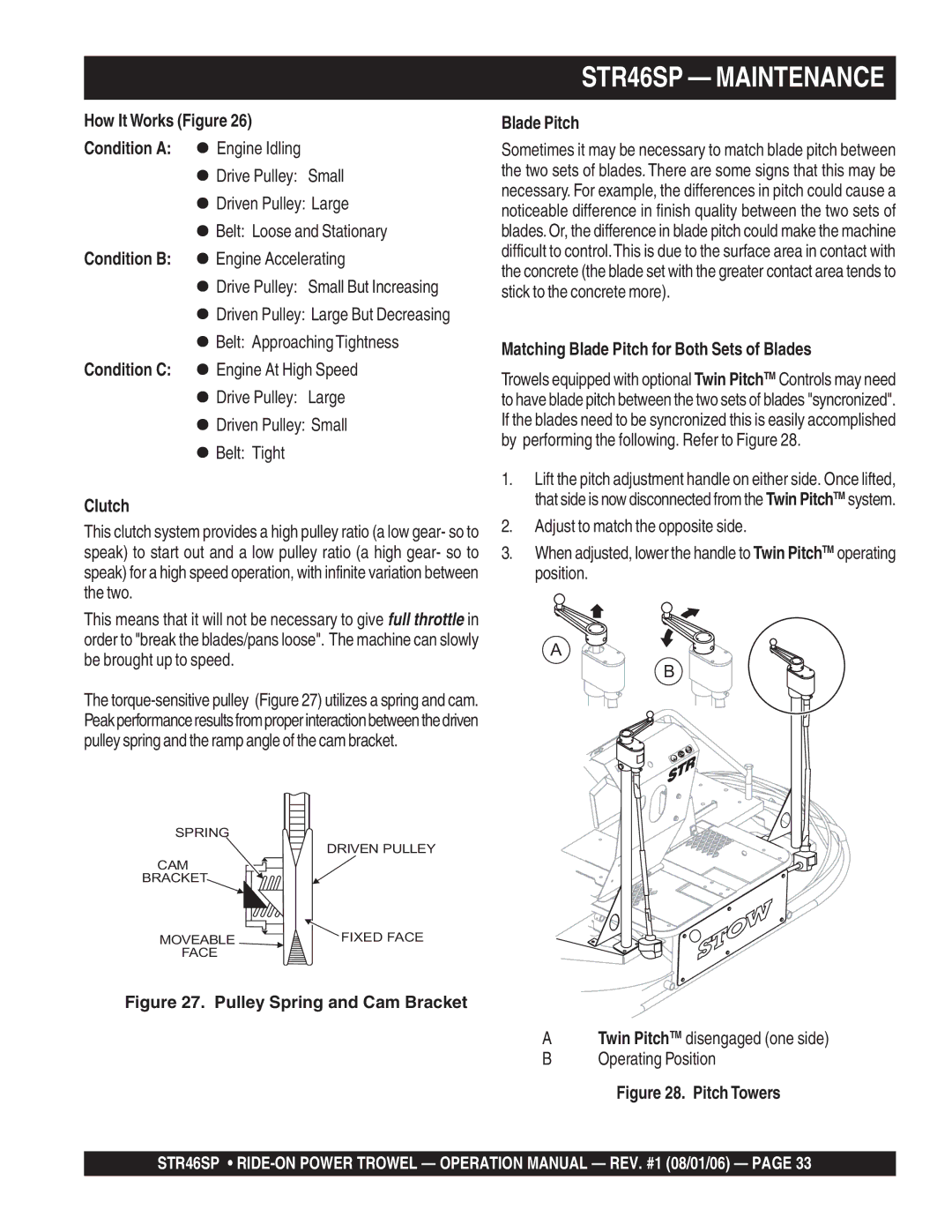 Stow STR46SP manual How It Works Figure Condition a z Engine Idling, Clutch, Blade Pitch, Operating Position 