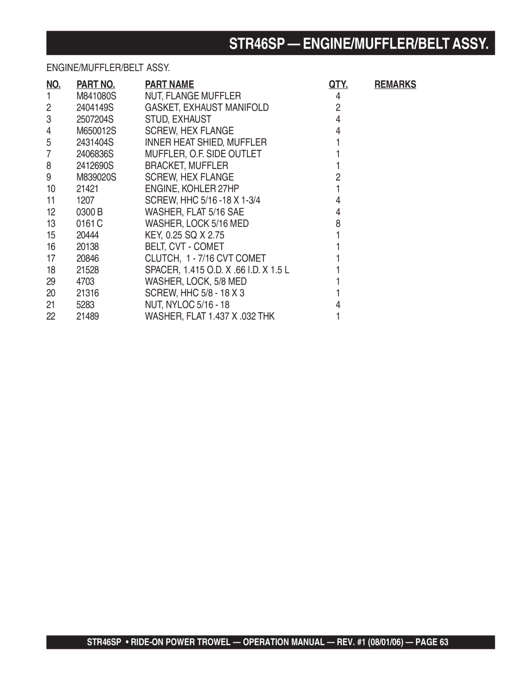 Stow STR46SP NUT, Flange Muffler, GASKET, Exhaust Manifold, STUD, Exhaust, SCREW, HEX Flange, Inner Heat SHIED, Muffler 