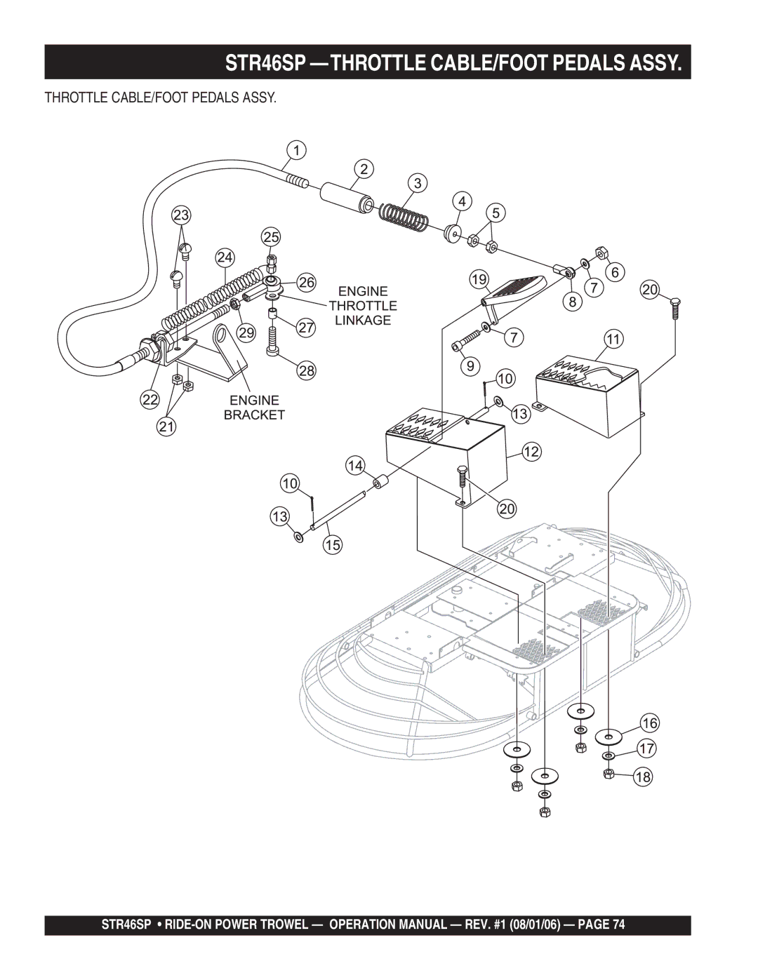 Stow manual STR46SP -THROTTLE CABLE/FOOT Pedals Assy, Throttle CABLE/FOOT Pedals Assy 