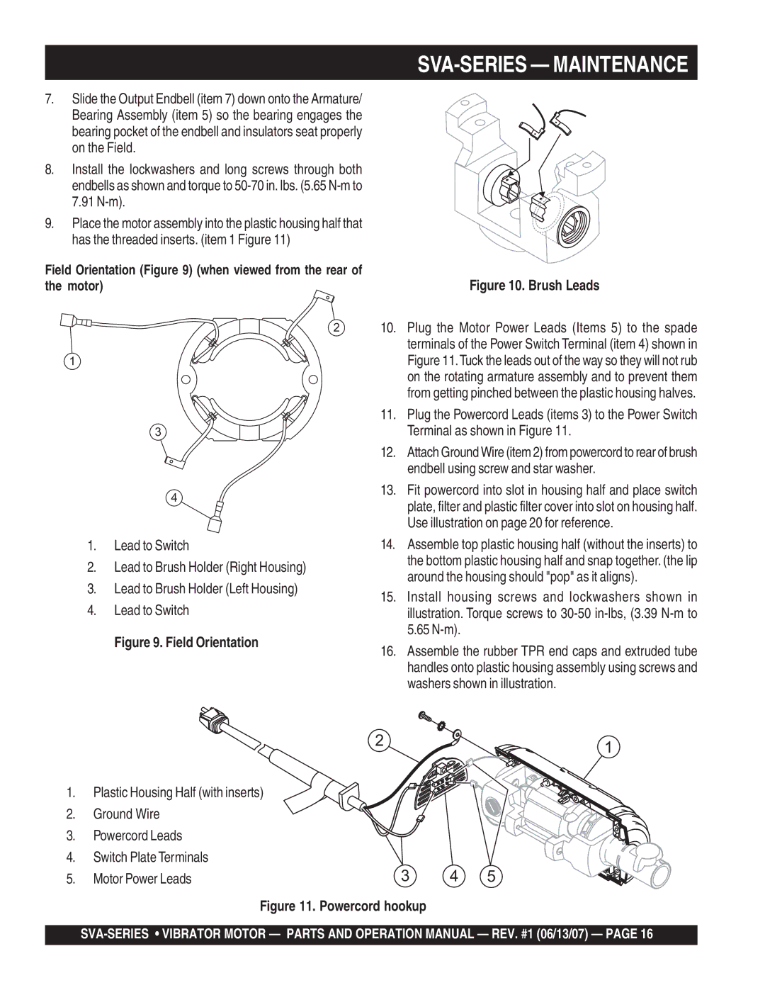 Stow SVA-3E, SVA-2E, SVA-1 manual Field Orientation, Brush Leads 