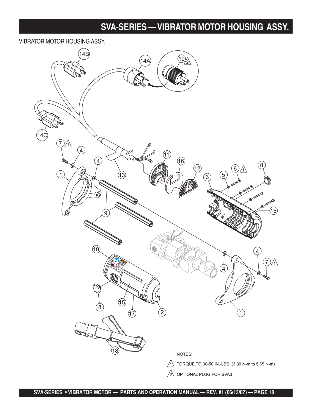 Stow SVA-2E, SVA-3E, SVA-1 manual SVA-SERIES -VIBRATOR Motor Housing Assy 