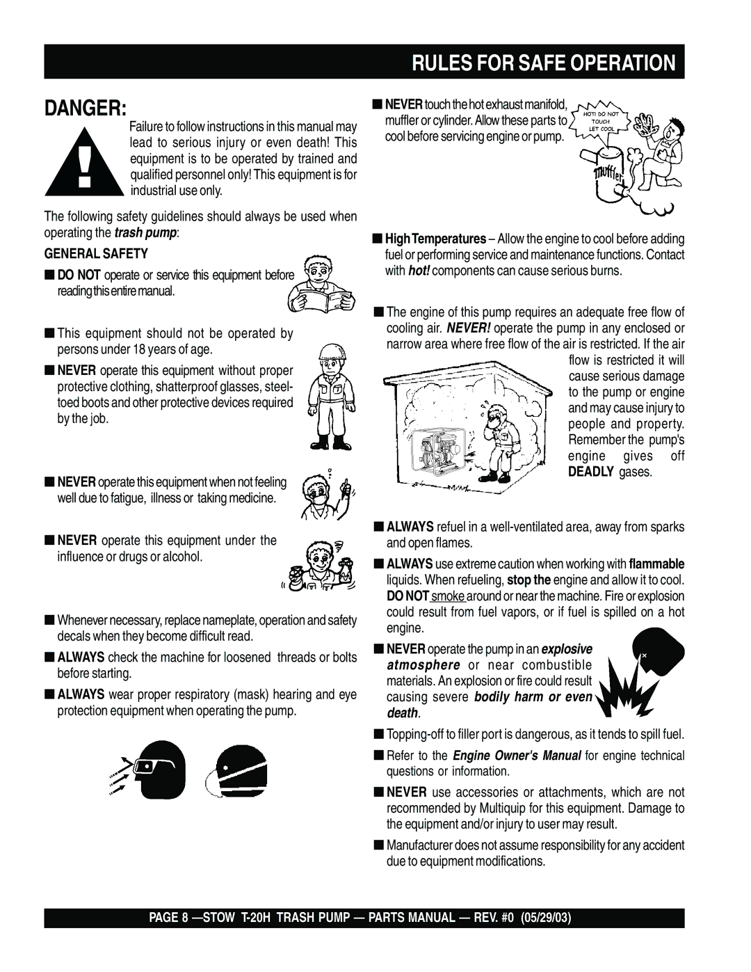 Stow T-20H manual Rules for Safe Operation, General Safety 