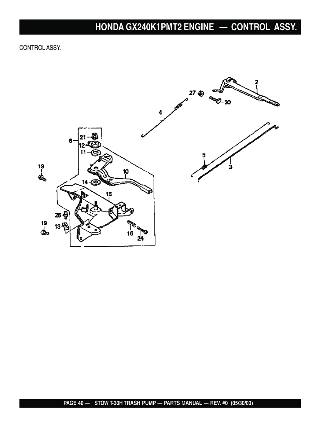 Stow T-30H manual Honda GX240K1PMT2 Engine Control Assy 