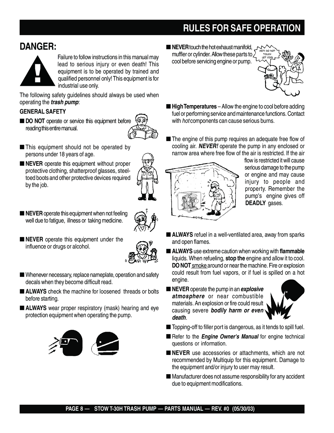 Stow T-30H manual Rules for Safe Operation, General Safety 