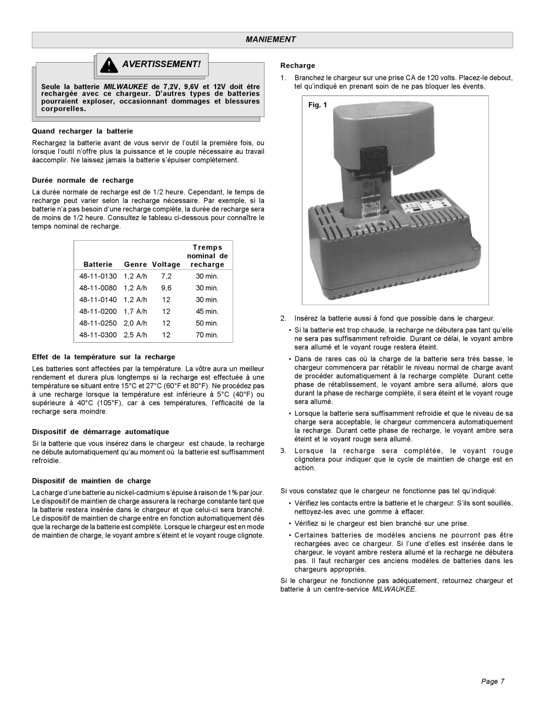 StreamLight 48-59-0192 manual Avertissement, Maniement 