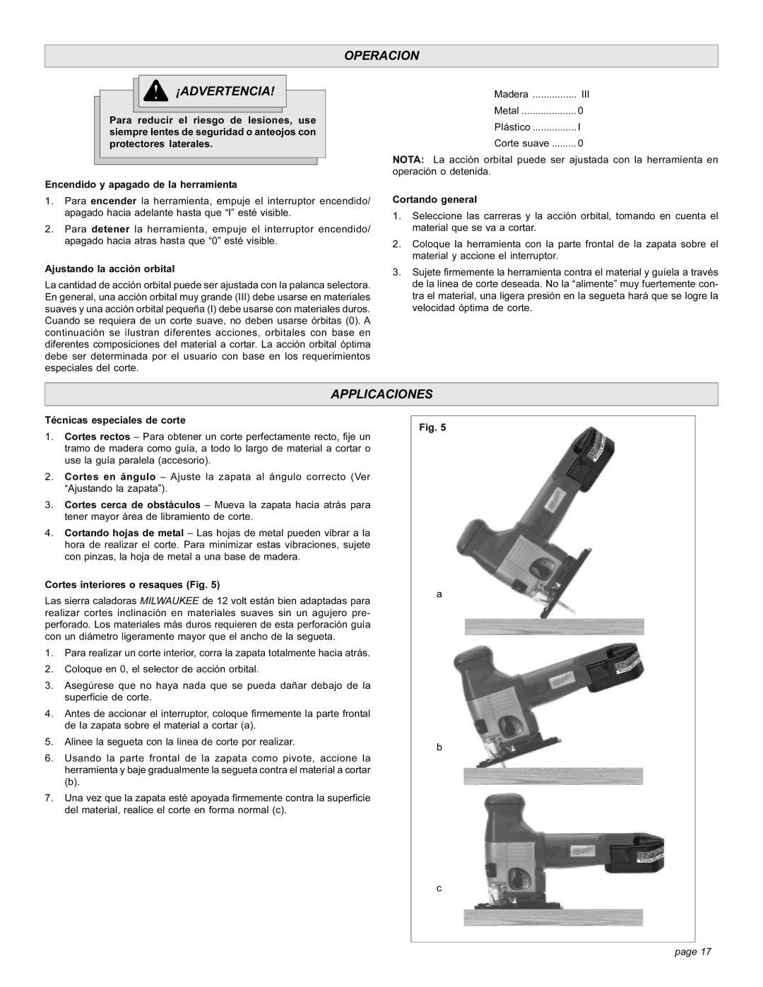 StreamLight 6267-20 manual Operacion ¡ADVERTENCIA, Applicaciones 