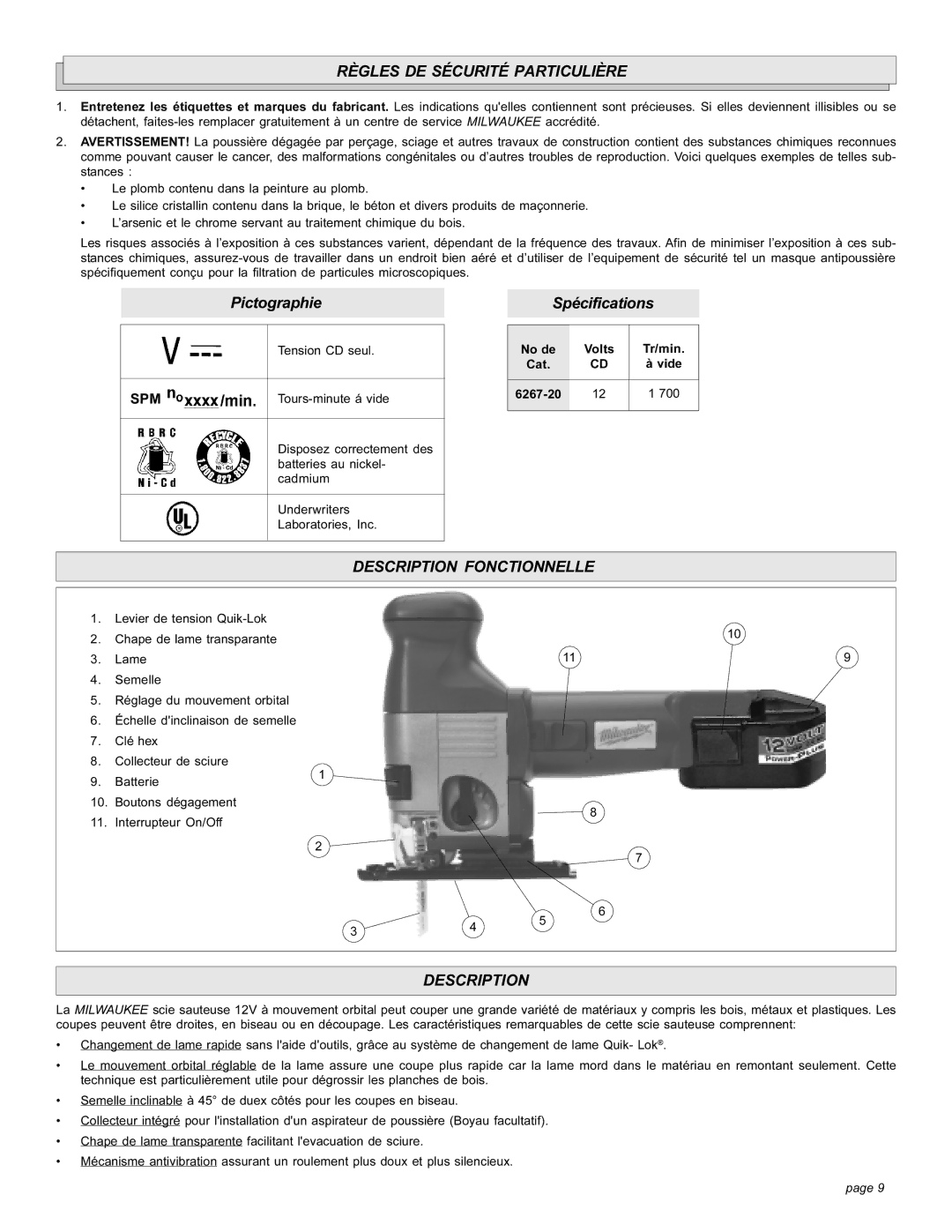 StreamLight 6267-20 manual Règles DE Sécurité Particulière, Description Fonctionnelle 